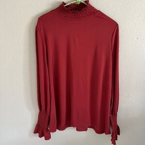 Smocked Turtleneck Top